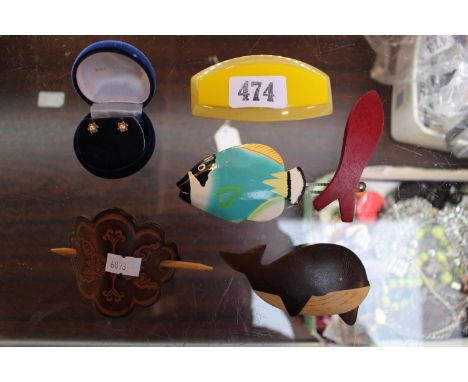 Collection of Ladies Hair clips and a Pair of Pearl stud earrings 