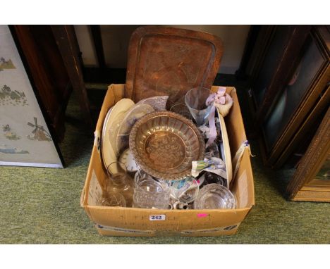 Edwardian Pillar clock movement and assorted glassware and ceramics 