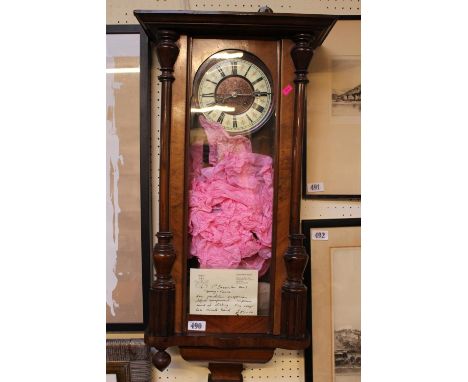19thC Walnut cased Vienna type wall clock with roman numeral dial 