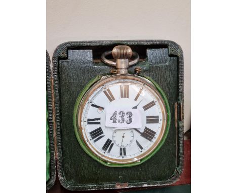 Silver fronted Embossed Pierced foliate Goliath clock case Birmingham 1903 with Goliath Travelling watch with roman numeral d