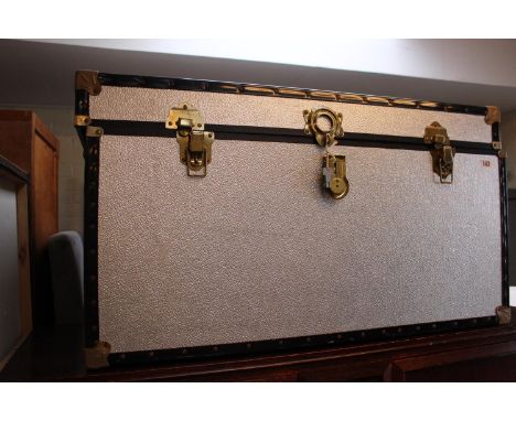 Large Metallic covered Travelling trunk 