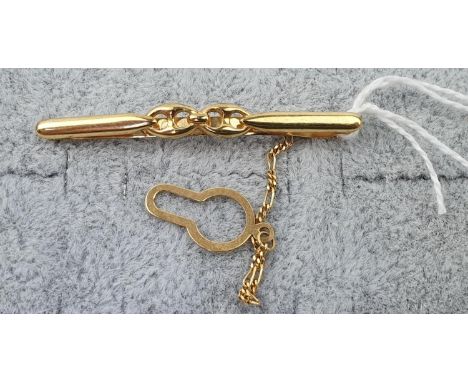 Gentlemen's 9ct Gold Tie Clip with safety button hole 2.8g total weight 