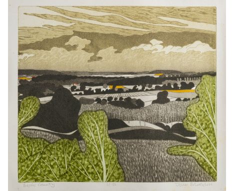 John Brunsden (British, 1933 - 2014) -Border Country -Lithograph (unframed) -38cm x 44cm (the plate) -Signed, titled, and num
