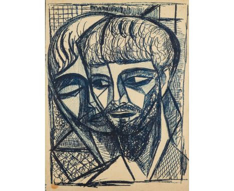 *Edward Wolfe RA (South African/ British, 1897-1982) -Two Heads - Lithograph -43 x 33cm - 73 x 62cm framed -Signed upper righ