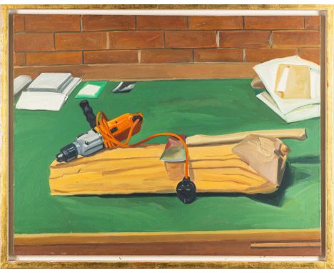 *Maurice Cockrill RA FBA (British, 1936-2013) -Axe and Drill -Oil on canvas -71 x 91cm -Signed, titled and dated 1980 to the 