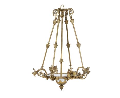 REGENCY ORMOLU CEILING LIGHT, ATTRIBUTED TO WILLIAM COLLINS  EARLY 19TH CENTURY   previously fitted for gas, the top rose wit