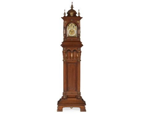 LATE VICTORIAN OAK CHIMING BRACKET CLOCK AND STAND, RETAILED BY JOHN BOYD, GLASGOW  LATE 19TH CENTURY   in the Baroque style,
