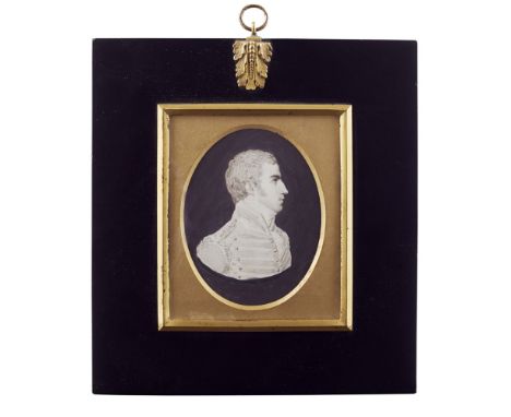 SAMUEL ANDREWS (IRISH, 1767-1807)  PORTRAIT MINIATURE OF AN OFFICER   watercolour en grisaille, bust-length profile portrait 