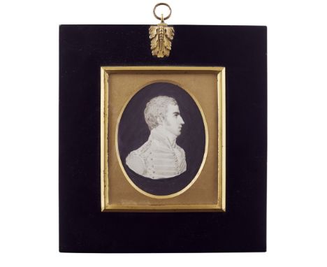 SAMUEL ANDREWS (IRISH, 1767-1807)  PORTRAIT MINIATURE OF AN OFFICER   watercolour en grisaille, bust-length profile portrait 