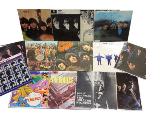 Nine Beatles LPs to include 'Please, Please Me' and 'A Hard Day's Night' and five Rolling Stones LPs to include 'Out Of Our H