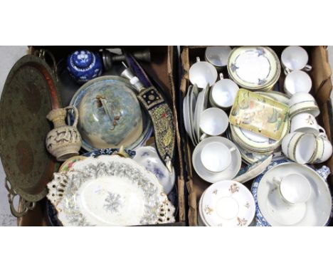 A mixed lot of ceramics to include three 'Susie Cooper for Grey's' coffee cups and saucers, a 19th century pedestal dish and 