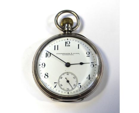 Schierwater & Lloyd, Liverpool; an Edward VII hallmarked silver crown wind open face pocket watch the white enamel dial set w