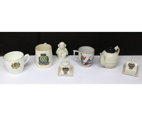 A small collection of ceramics to include a late 19th century Chinese cup with figural decoration, a 19th century miniature t