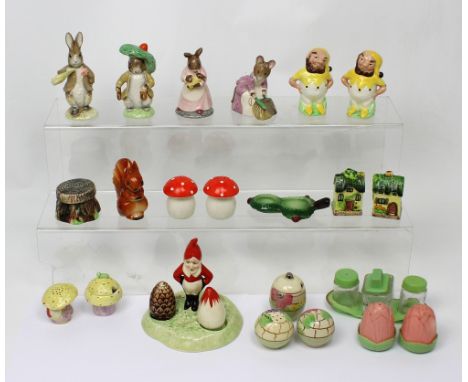 Three Royal Albert Beatrix Potter figures comprising 'Benjamin Bunny', 'Benjamin Ate a Lettuce Leaf' and 'Hunca Munca Sweepin