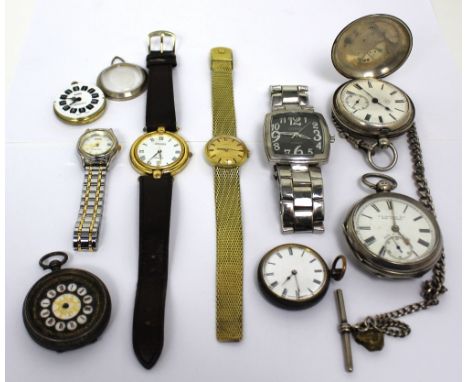 A collection of wrist and pocket watches to include a Victorian hallmarked silver full hunter key-wind pocket watch, the whit