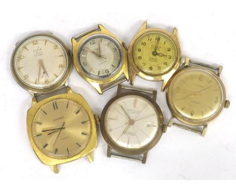 Selection of gold plated gentleman's wristwatches to include Sekonda, Timex, Titus (6)