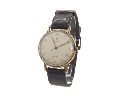 Rolex Precision 9ct gentleman's wristwatch, circa 1963, silvered dial with centre seconds, 17 jewel movement, no. N490038, in