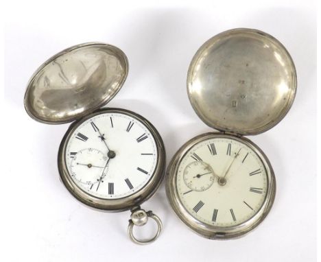 Silver fusee lever engine turned hunter pocket watch, London 1847, the movement signed Johnson, Liverpool with engraved balan