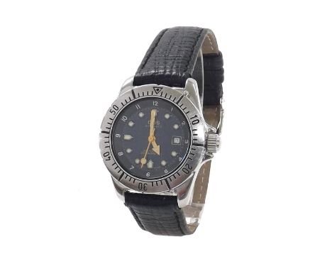Oris automatic mid-size stainless steel wristwatch, ref. 7426, 25 jewels, black leather strap, bezel 30mm diameter (VU5PX9) .