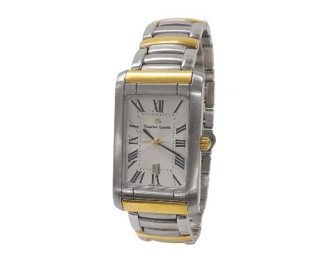 Maurice Lacroix Miros stainless steel and gold plated rectangular cased lady's bracelet watch, ref. 89746, no. 9777, quartz, 