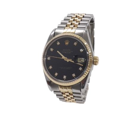 Rolex Oyster Perpetual Datejust gold and stainless steel gentleman's bracelet watch, ref. 16013, serial no. 968xxxx, circa 19