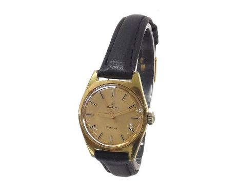 Omega Geneve gold plated lady's wristwatch, ref. 535.014, circa 1970, champagne dial with baton markers and centre seconds, c