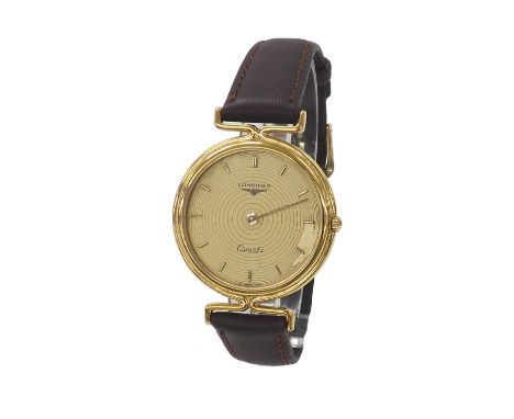 Longines Quartz gold and stainless steel lady's wristwatch, ref. 6916 150, no. 22058889, gilt dial with baton markers and con