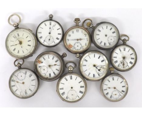 Ten silver cylinder pocket watches (at fault)