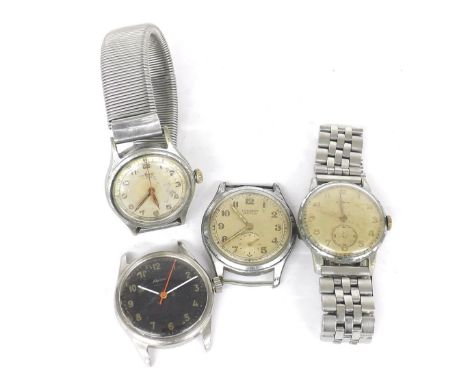 Four vintage stainless steel gentleman's wristwatches to include Alpina, Avia, Cyma and Courbet (Courbet lacking case back)