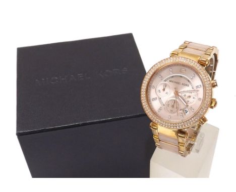 Michael Kors Parker Chronograph rose plating lady's bracelet watch, ref. MK5896, quartz, 39mm (F3JF4V)  *Michael Kors box  . 