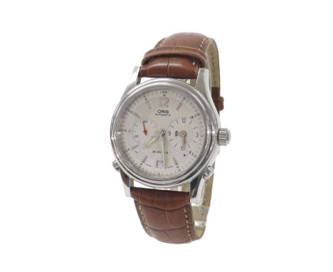 Oris Worldtimer Classic automatic stainless steel gentleman's wristwatch, ref. 7485, exhibition back with 30 jewel movement, 
