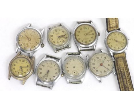 Eight vintage stainless steel gentleman's wristwatches in need of repair to include Bulla, Titus, Buren, Solo, Savoy (two lac