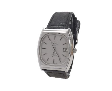 Omega De Ville Quartz stainless steel gentleman's wristwatch, ref. 192.0036, circa 1977, silvered dial with baton markers, ce