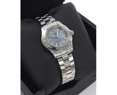 Tag Heuer Aquaracer stainless steel lady's bracelet watch, ref. WAF1417, serial no RKM1916, mother of pearl dial, quartz, 28m
