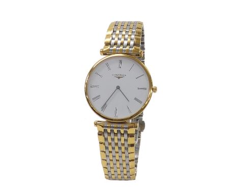 Longines Le Grande Clasique bi-colour gentleman's bracelet watch, ref. L4 709 2, no. 32634781, white dial with baton markers,