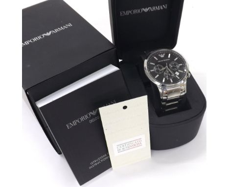 Emporio Armani chronograph stainless steel gentleman's bracelet watch, ref. AR-2434, no. 111106, quartz, 43mm (M55AJH)  *Empo