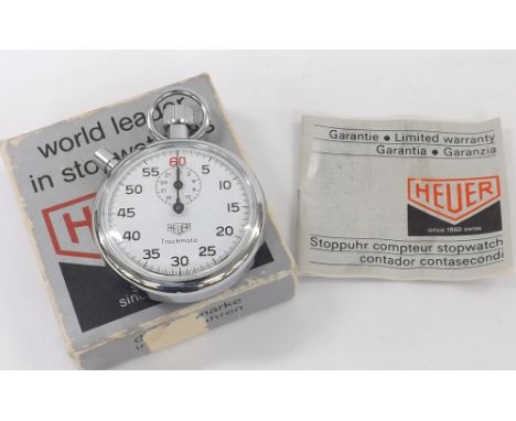 Heuer Trackmate chrome cased stopwatch, 52mm (3XXFLV)  *with original box  .  Condition Report:  .  Movement - currently work