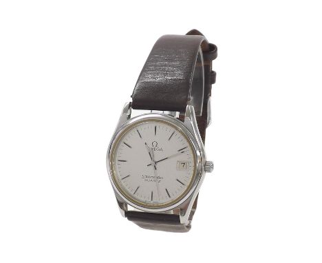 Omega Seamaster Quartz stainless steel gentleman's wristwatch, ref. 1960190 3960911, circa 1979, circular silvered dial with 