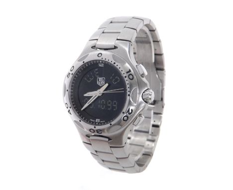 Tag Heuer Kirium analogue and digital stainless steel gentleman's bracelet watch, ref. CL111A, no. QS0642, black dial, quartz