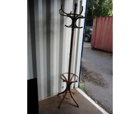 A beech, bentwood hat and coat stand, 76 1/4h