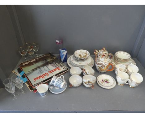 Jpanese tea service decorated with gilt dragons together with assorted glass and china also a collection vinyl records 