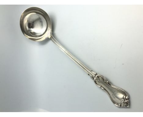 Early Victorian silver Albert pattern soup ladle, crested by William Eaton, London 1840, 10 ozt