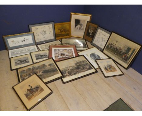 A quantity of Louise Wood pictures and prints (some signed), And other sporting, hunting and militaria interest pictures and 
