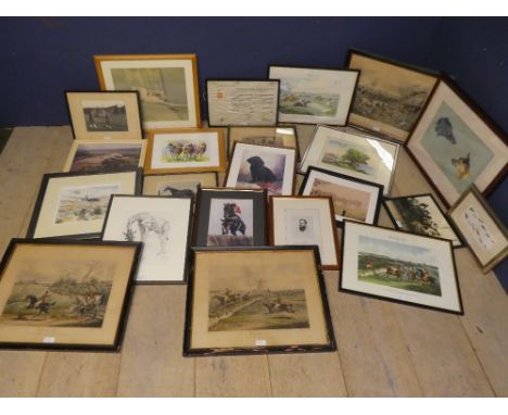 A quantity of pictures and prints of hunting, racing and equine interest 