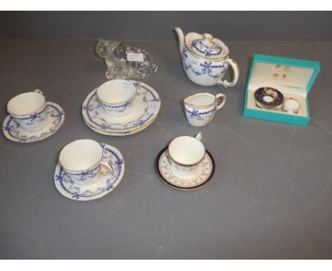 Crown Derby 2 person tea service, together with other china and glass 