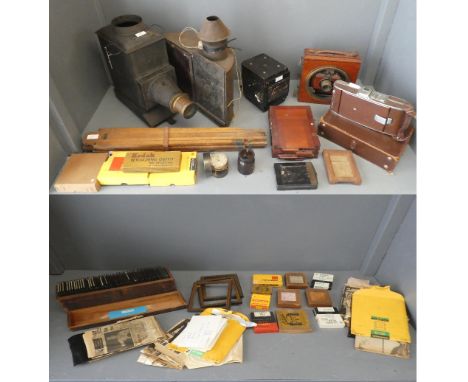 &nbsp;Qty of photo glass negatives, photographic&nbsp; items, SAnderson Camera, Sanderson enlarger &amp; tripod, Magic lanter