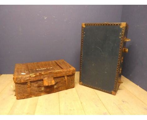 A fully fitted trunk by Victor together with a crocodile skin trunk (in need of restoration)Victor: 92cm x 55cm x 34cm H Croc