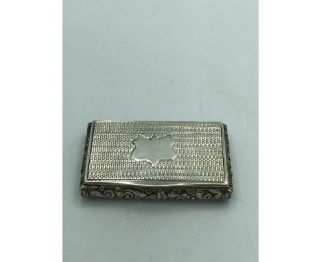 Early Victorian silver snuff box with engine turned chased floral borders, by Newstadt &amp; Barnet Birmingham 1841 2ozt