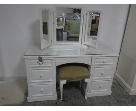 Modern dressing table with stool & folding mirrored top74H x 134W x 50D cm 