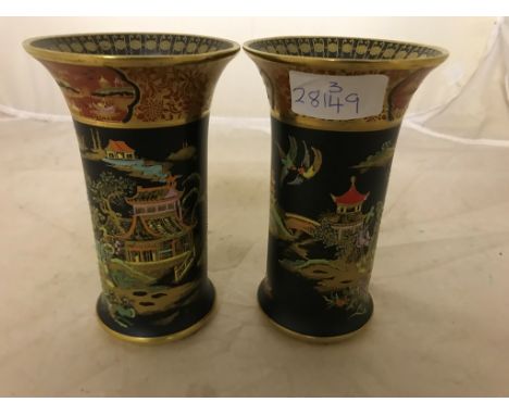 A pair of Carltonware Asiatic vases